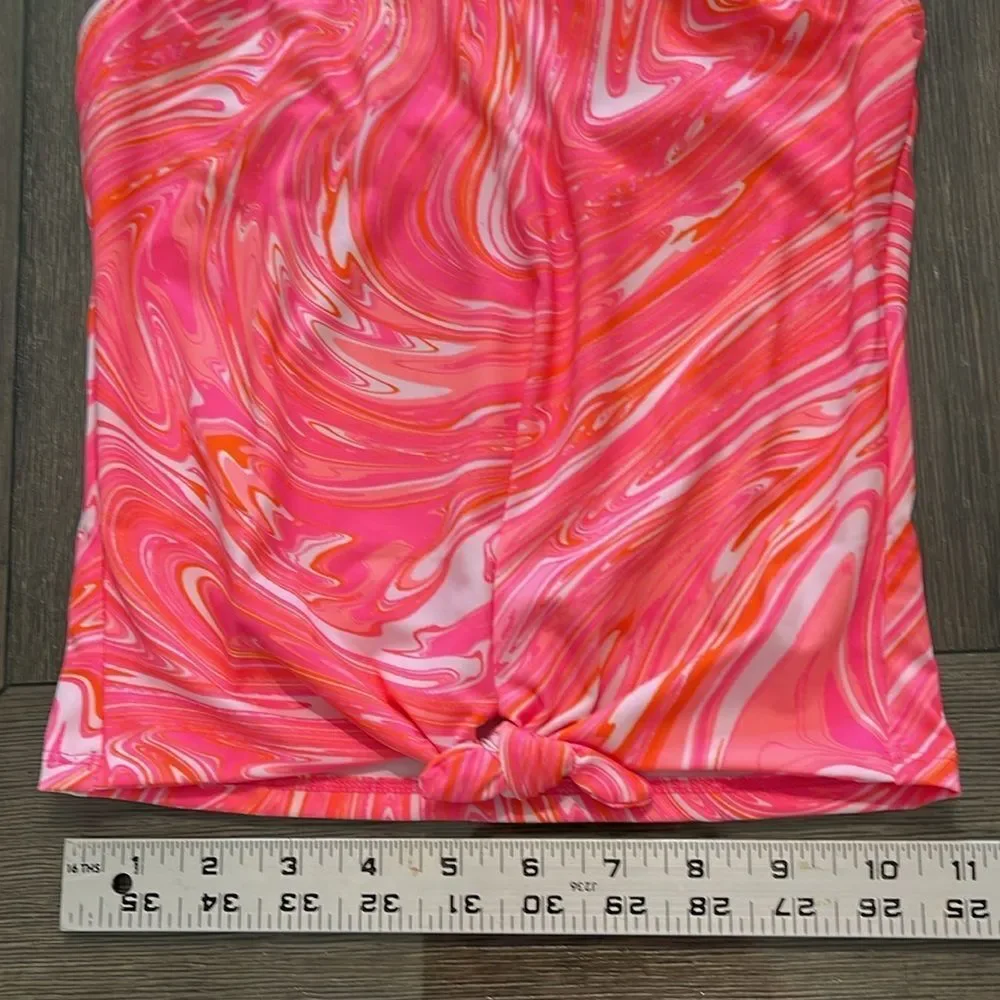 Lands’ End Girls Tie Front Tankini Swimsuit Top Size 8 New